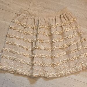 Manoush Unique Beaded/Ribbon Bow/Sequin Accent Skirt